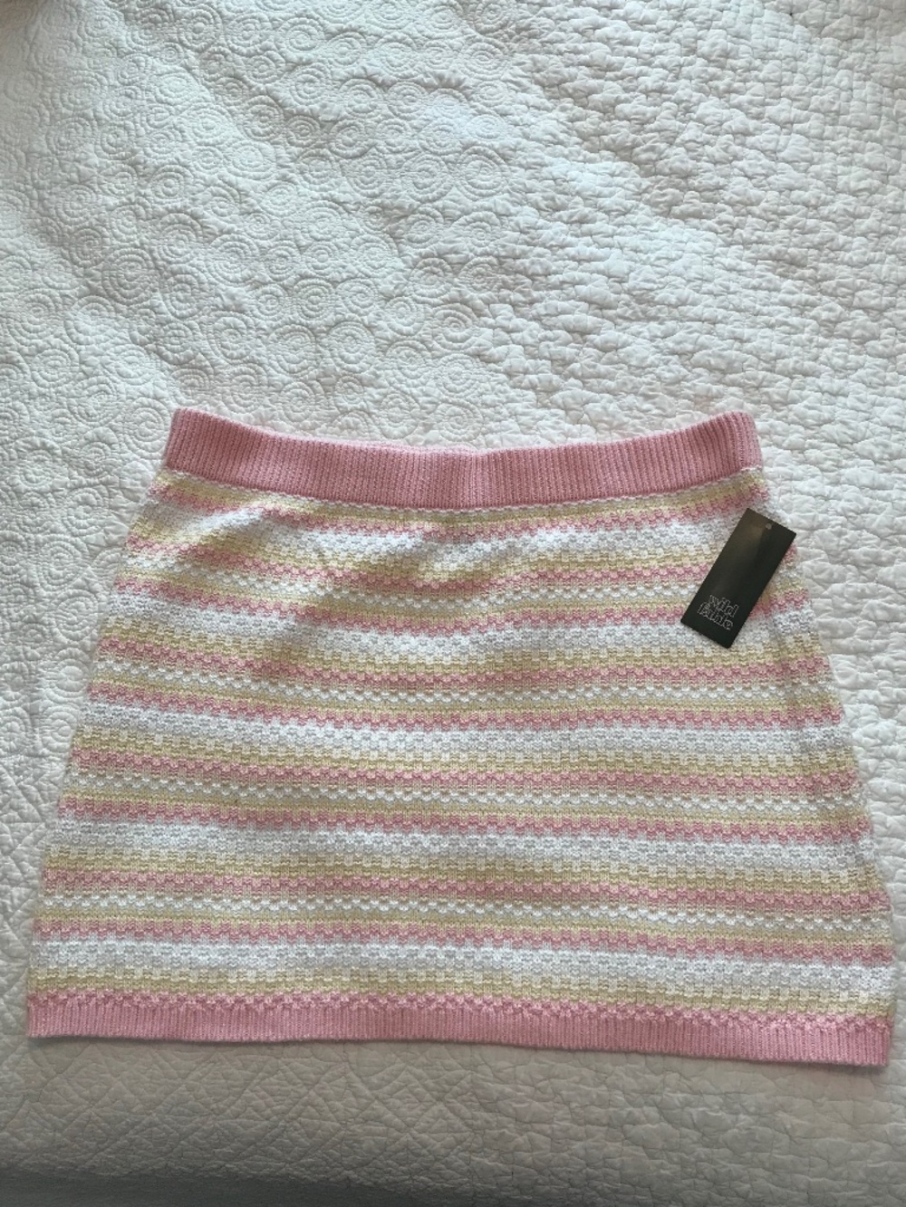 NWT Wild Fable 💯% cotton pink, white & yellow striped knitted miniskirt (XXL)